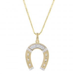 14K Yellow Gold 0.50 carat Diamonds Horseshoe Pendant