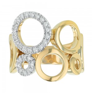 14K Yellow Gold 0.25 carat Diamonds Geometric Circles Ring