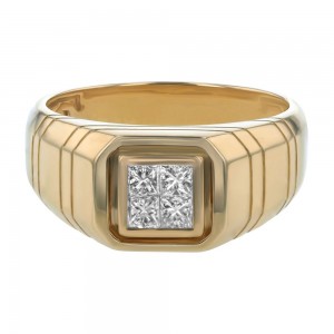 14K Yellow Gold 0.50 carat White Diamonds Square Ring
