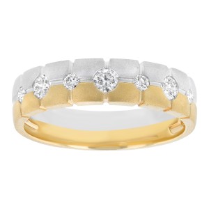 14K Two Tone Gold 0.45 carat White Diamond Band Ring