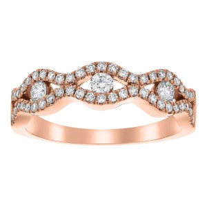 14K Rose Gold 0.50 carat Diamonds Semi Eternity Wave Band Ring