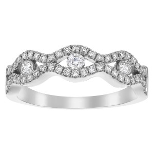 14K White Gold 0.50 carat Diamonds Semi Eternity Wave Band Ring