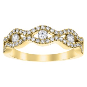 14K Yellow Gold 0.50 carat Diamonds Semi Eternity Wave Band Ring