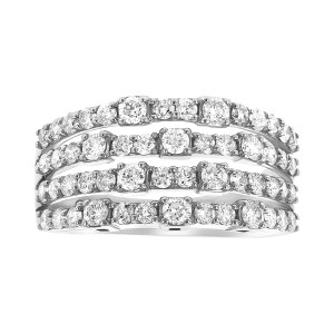 14K White Gold 1.35 carat Diamonds Multi Row Fashion Ring
