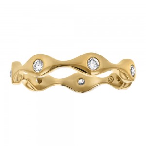 14K Yellow Gold 0.25 carat Diamonds Eternity Fluid Band Ring