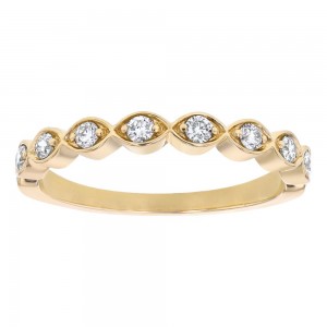 14K Yellow Gold 0.25 carat Diamonds Art Deco Band Ring