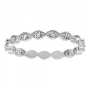 14K White Gold 0.25 carat Diamonds Art Deco Eternity Band Ring