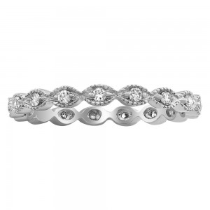 14K White Gold 0.20 carat Diamonds Art Deco Band Ring