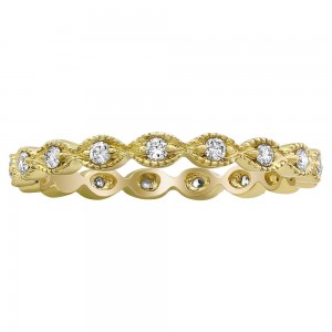 14K Yellow Gold 0.20 carat Diamonds Art Deco Band Ring