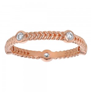 14K Rose Gold 0.25 carat Diamonds Braid Eternity Band Ring