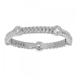 14K White Gold 0.25 carat Diamonds Braid Eternity Band Ring