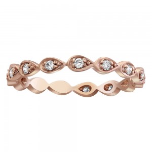 14K Rose Gold 0.20 carat Diamonds Tear Drop Eternity Band Ring