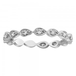 14K White Gold 0.20 carat Diamonds Tear Drop Eternity Band Ring