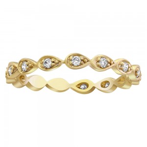 14K Yellow Gold 0.20 carat Diamonds Tear Drop Eternity Band Ring