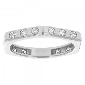 14K White Gold 0.65 carat Diamonds Hexagon Band Ring