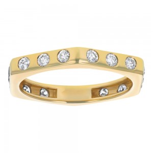 14K Yellow Gold 0.65 carat Diamonds Hexagon Band Ring