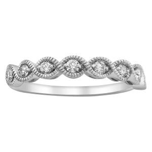 14K White Gold 0.25 carat Diamonds Semi Eternity Vintage Band Ring