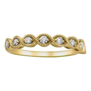14K Yellow Gold 0.25 carat Diamonds Semi Eternity Vintage Band Ring