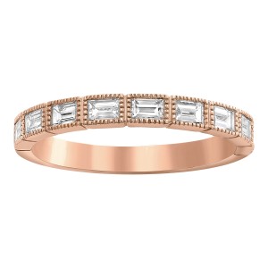 14K Rose Gold 0.70 carat Baguette Diamonds Semi Eternity Vintage Band Ring