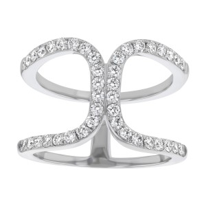 14K White Gold 0.75 carat Diamonds Double U Fashion Ring
