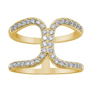 14K Yellow Gold 0.75 carat Diamonds Double U Fashion Ring