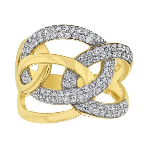 14K Yellow Gold 0.75 carat Diamonds Entwined Ovals Fashion Ring