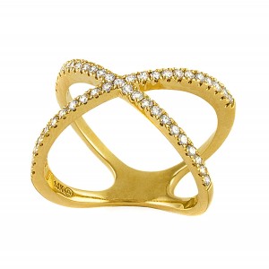14K Yellow Gold 0.50 carat Diamonds X Style Fashion Ring