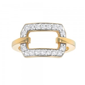 14K Yellow Gold 0.5 carat Diamonds Geometric Rectangle Ring