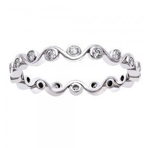 14K White Gold 0.33 carat Diamonds Eternity Bubbles Band Ring