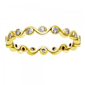 14K Yellow Gold 0.33 carat Diamonds Eternity Bubbles Band Ring