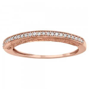 14K Rose Gold Vintage Inspired Diamond Band Ring