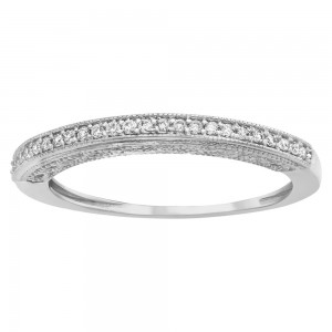 14K White Gold Vintage Inspired Diamond Band Ring