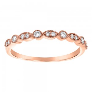 14K Rose Gold 0.18 carat Diamonds Art Deco Band Ring
