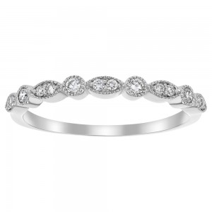 14K White Gold 0.18 carat Diamonds Art Deco Band Ring