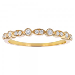 14K Yellow Gold 0.18 carat Diamonds Art Deco Band Ring