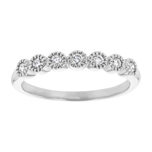 14K White Gold 0.22 carat Diamonds Vintage Inspired Semi Eternity Band Ring