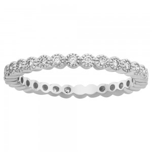 14K White Gold 0.50 carat Diamonds Vintage Inspired Eternity Band Ring