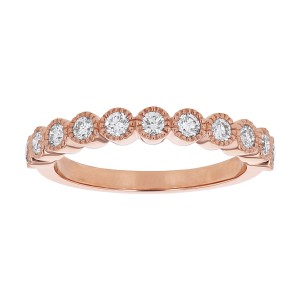 14K Rose Gold 0.50 carat Diamonds Vintage Inspired Semi Eternity Band Ring