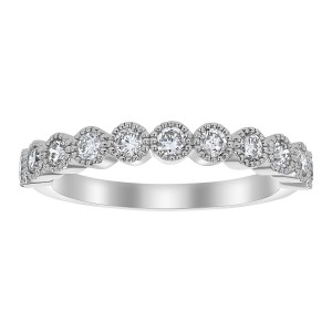 14K White Gold 0.50 carat Diamonds Vintage Inspired Semi Eternity Band Ring