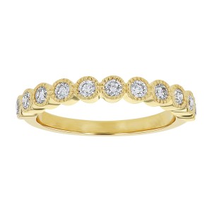 14K Yellow Gold 0.50 carat Diamonds Vintage Inspired Semi Eternity Band Ring