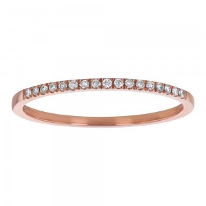 14K Rose Gold Dainty Diamond Band Ring