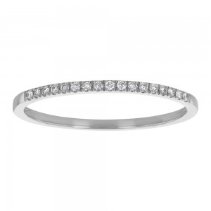 14K White Gold Dainty Diamond Band Ring
