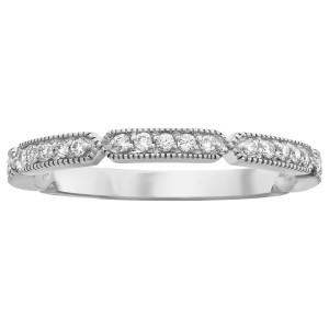 14K White Gold 0.20 carat Diamonds Vintage Semi Eternity Band Ring