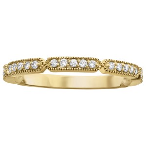 14K Yellow Gold 0.20 carat Diamonds Vintage Semi Eternity Band Ring