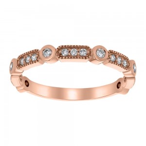 14K Rose Gold 0.25 carat Diamonds Vintage Inspired Band Ring
