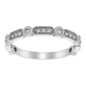 14K White Gold 0.25 carat Diamonds Vintage Semi Eternity Band Ring