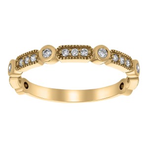 14K Yellow Gold 0.25 carat Diamonds Vintage Semi Eternity Band Ring