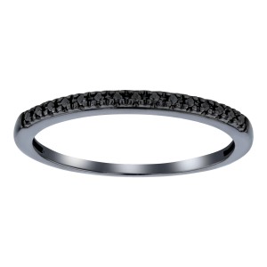 14K Gold 0.06 carat Black Diamonds Semi Eternity Band Ring