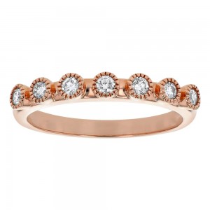 14K Rose Gold 0.25 carat Diamonds Vintage Inspired Band Ring
