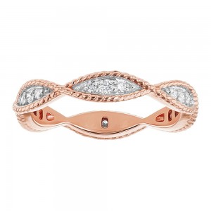 14K Rose Gold 0.25 carat Diamonds Infinity Vintage Inspired Eternity Band Ring